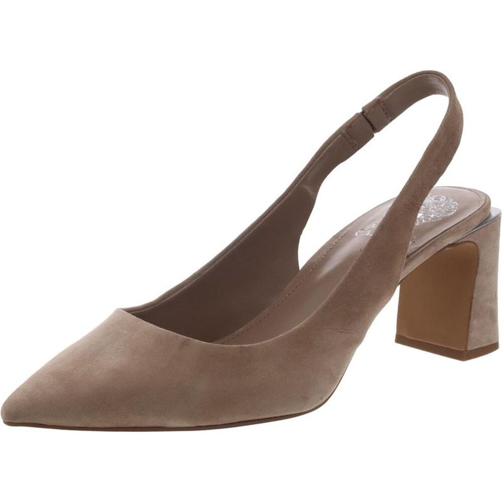 Vince Camuto Womens Hamden Tan Leather Pointed Toe Slingback Heels Shoes Used
